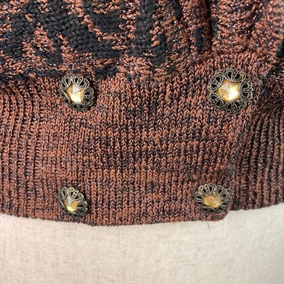 Maria Rodriquez Vintage Brown Patterned Women's Sweater Size S EUC - Picture 3 of 8